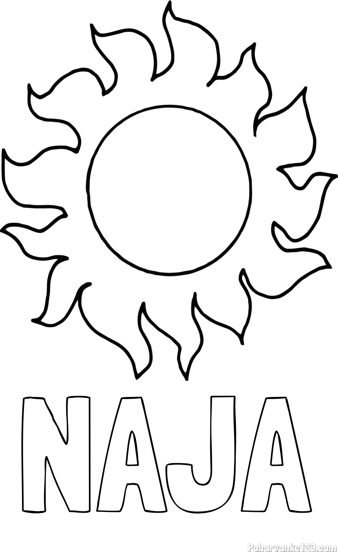Pobarvanka imena NAJA in pobarvanka sonca