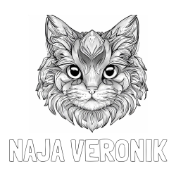 Online izdelana pobarvanka - Pobarvanka imena NAJA VERONIK in pobarvanka mačke