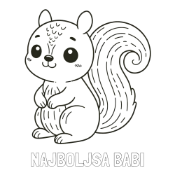 Online izdelana pobarvanka - Pobarvanka imena NAJBOLJŠA BABI in otroška pobarvanka veveričke