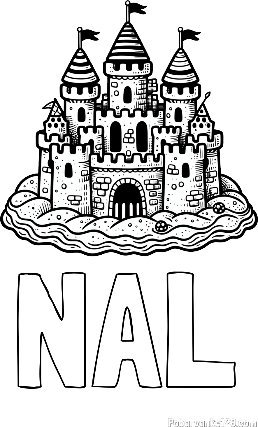 Pobarvanka imena NAL in pobarvanka velikega peščenega gradu