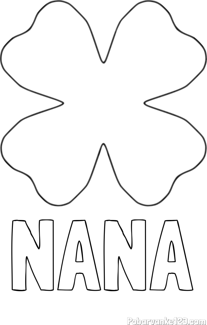 Pobarvanka imena NANA in pobarvanka štiriperesna deteljica