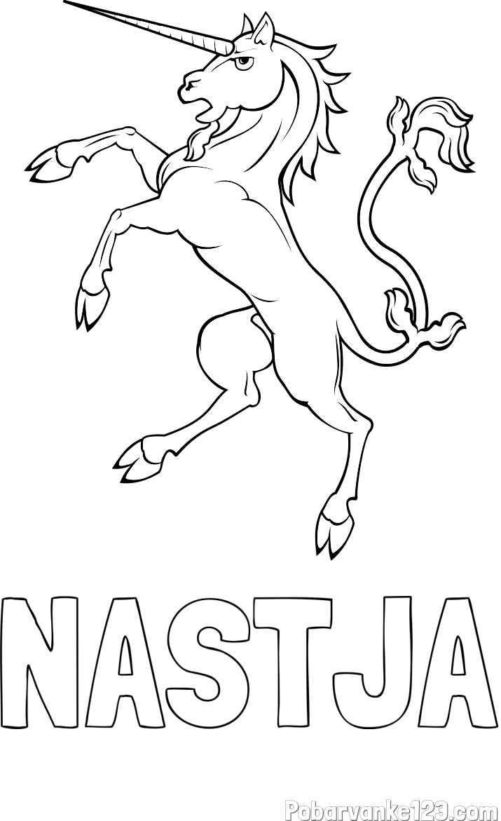 Pobarvanka imena NASTJA in samorog Pua