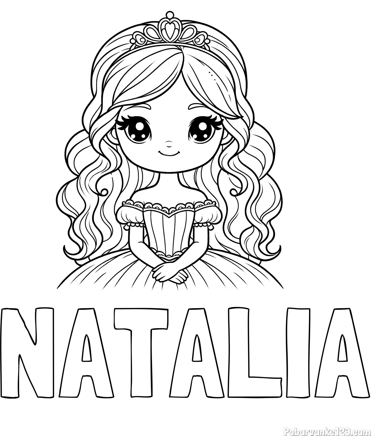 Pobarvanka imena NATALIA in pobarvanka ljubke princese