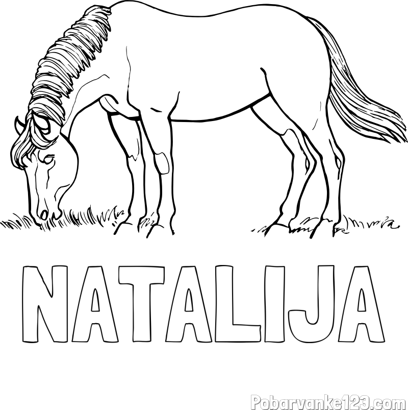 Pobarvanka imena NATALIJA in pobarvanka konja med pašo