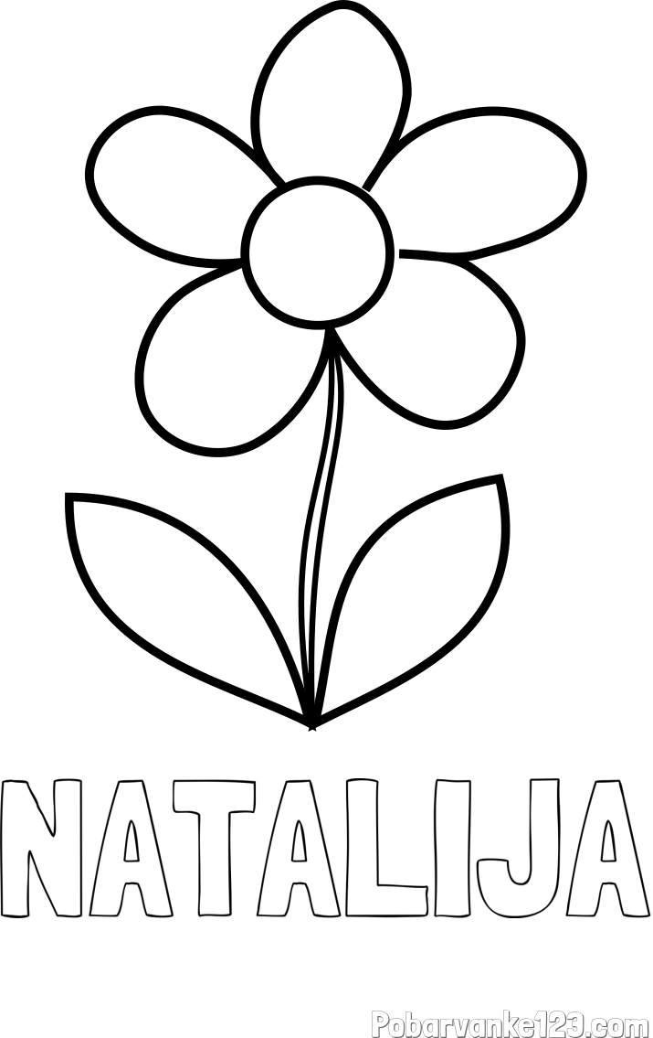 Pobarvanka imena NATALIJA in pobarvanka lepe cvetlice