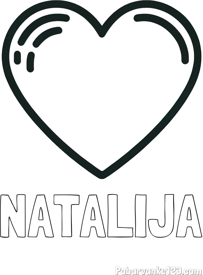 Pobarvanka imena NATALIJA in pobarvanka lepega srčka