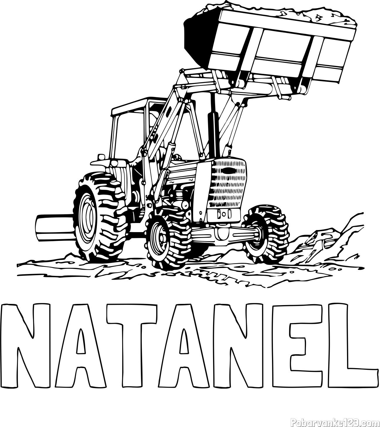 Pobarvanka imena NATANEL in pobarvanka traktorja