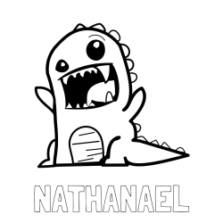 Online izdelana pobarvanka - Pobarvanka imena NATHANAEL in pobarvanka strašnega dinozavra