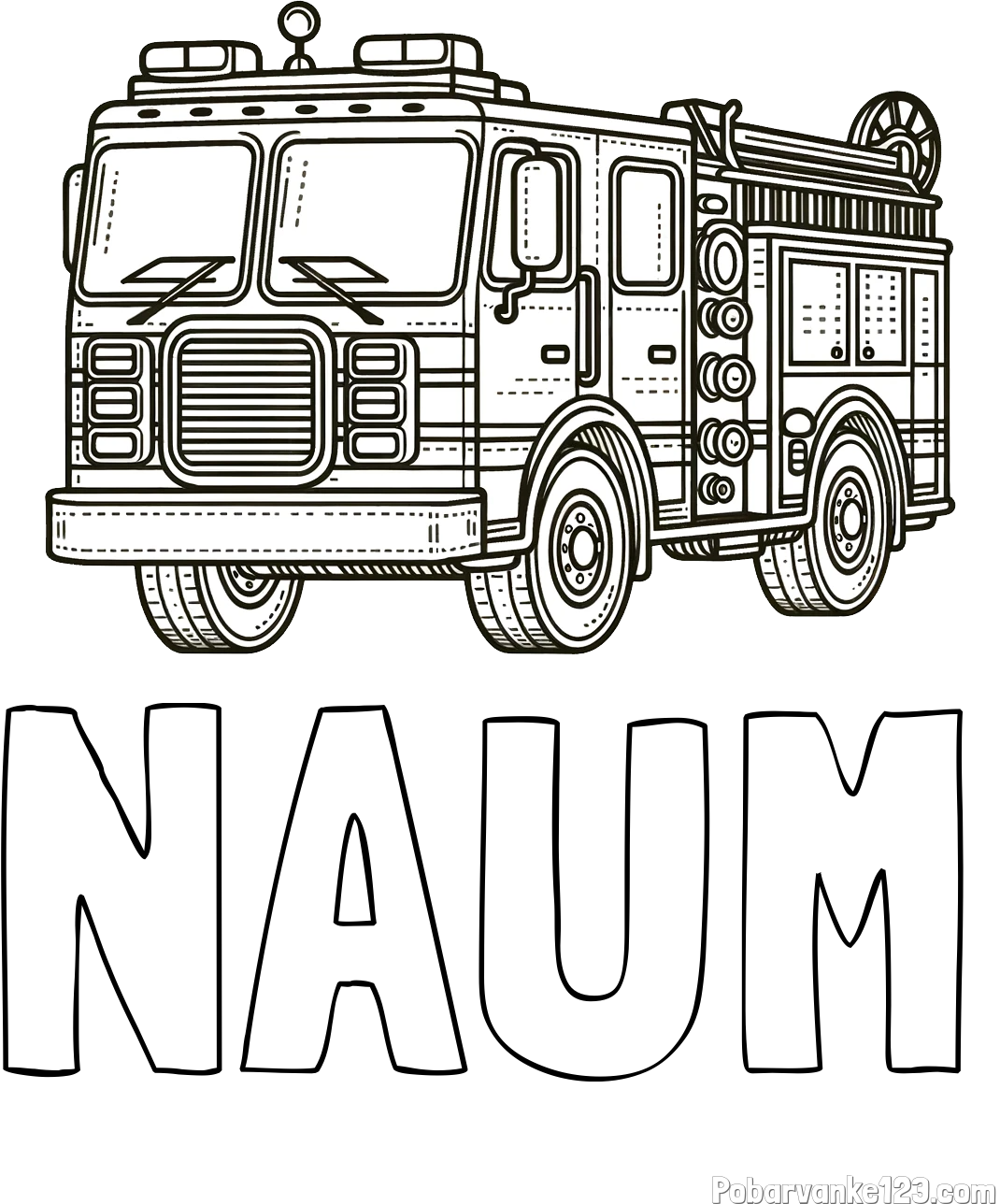 Pobarvanka imena NAUM in pobarvanka gasilskega avta