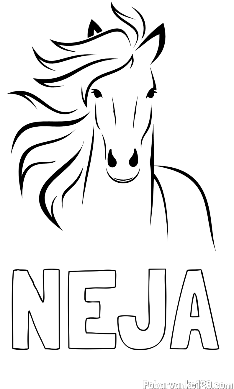 Pobarvanka imena NEJA in lepa pobarvanka konja