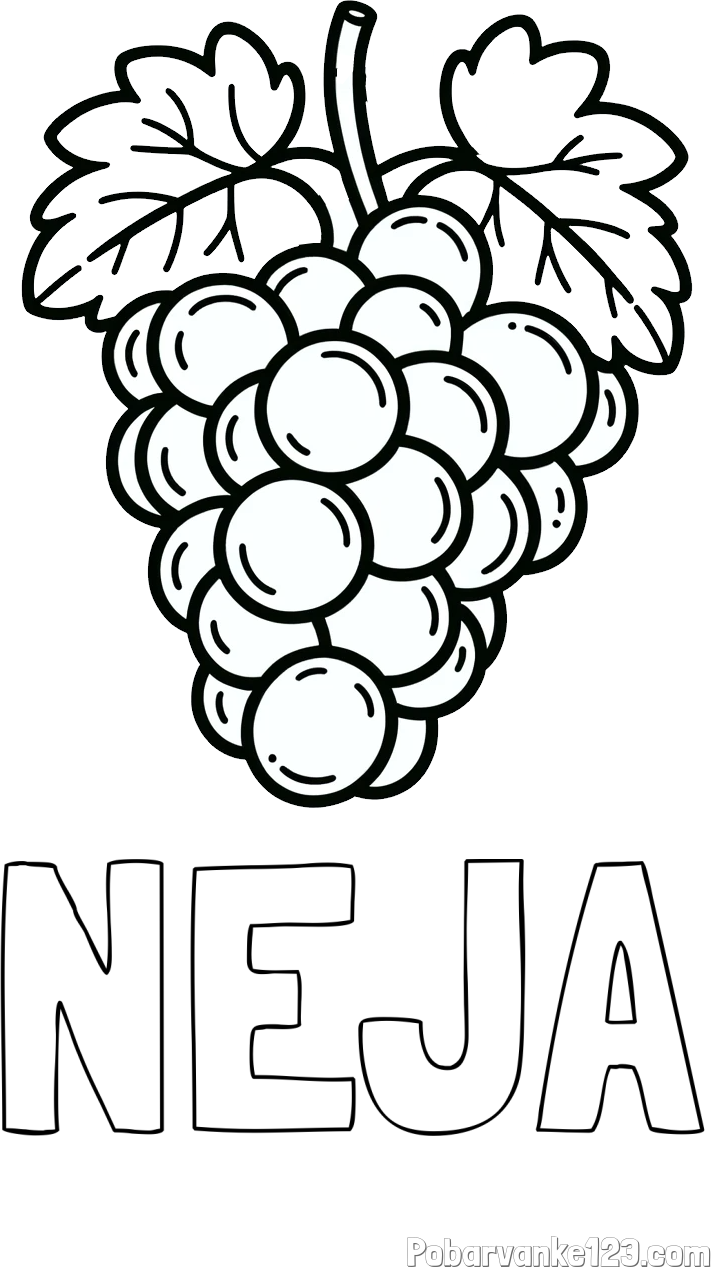 Pobarvanka imena NEJA in otroška pobarvanka grozdja