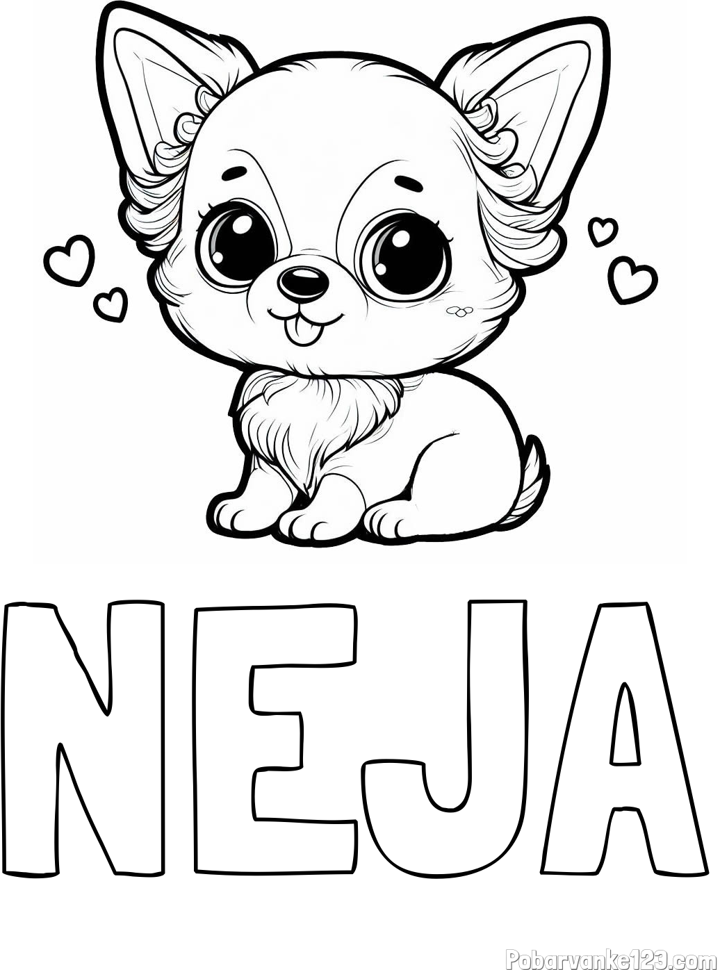 Pobarvanka imena NEJA in pobarvanka čivave