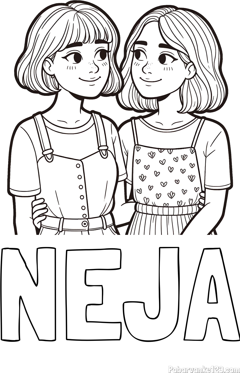 Pobarvanka imena NEJA in pobarvanka dveh najboljših prijateljic
