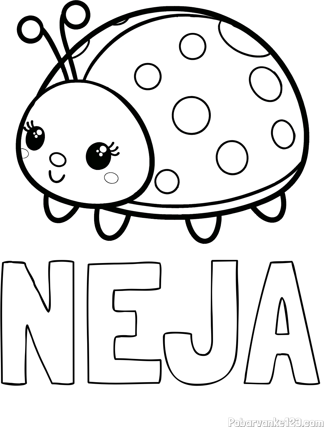 Pobarvanka imena NEJA in pobarvanka ljubke pikapolonice