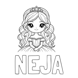 Pobarvanka imena NEJA in pobarvanka ljubke princese