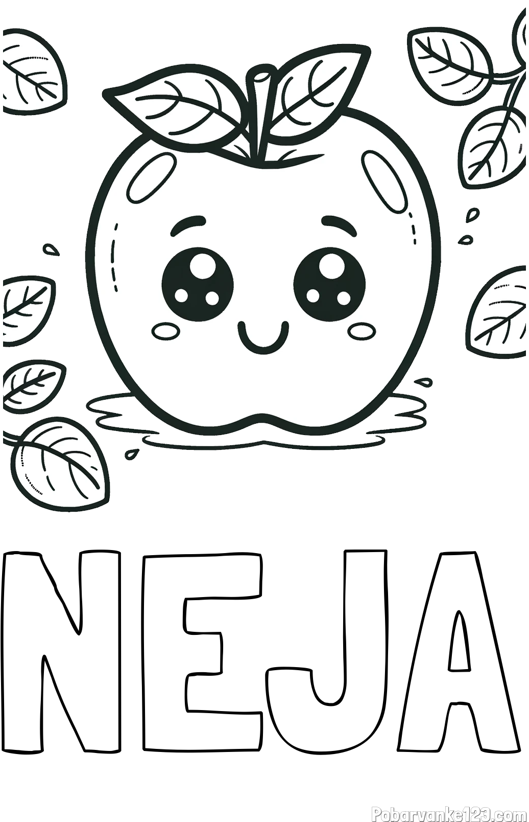 Pobarvanka imena NEJA in pobarvanka nasmejane jabolke