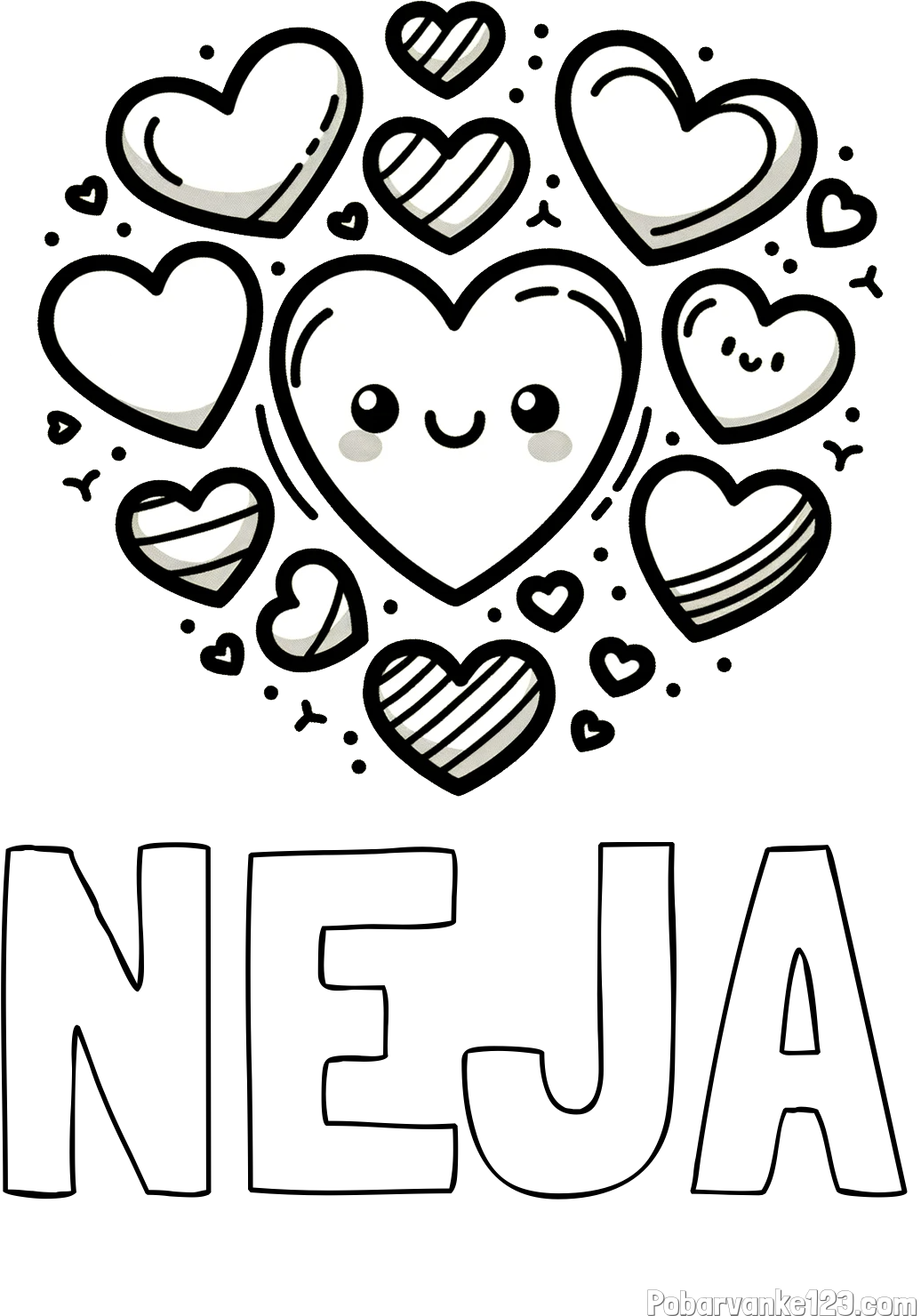 Pobarvanka imena NEJA in pobarvanka srčkov