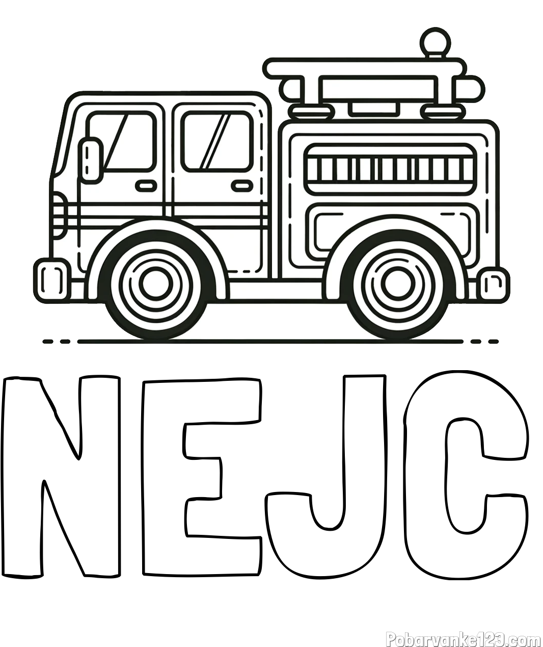 Pobarvanka imena NEJC in lepa pobarvnak gasilskega avta