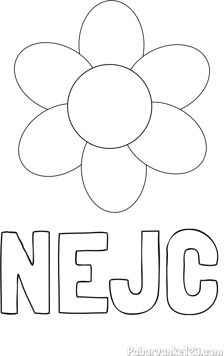 Pobarvanka imena NEJC in otroška pobarvanka cveta