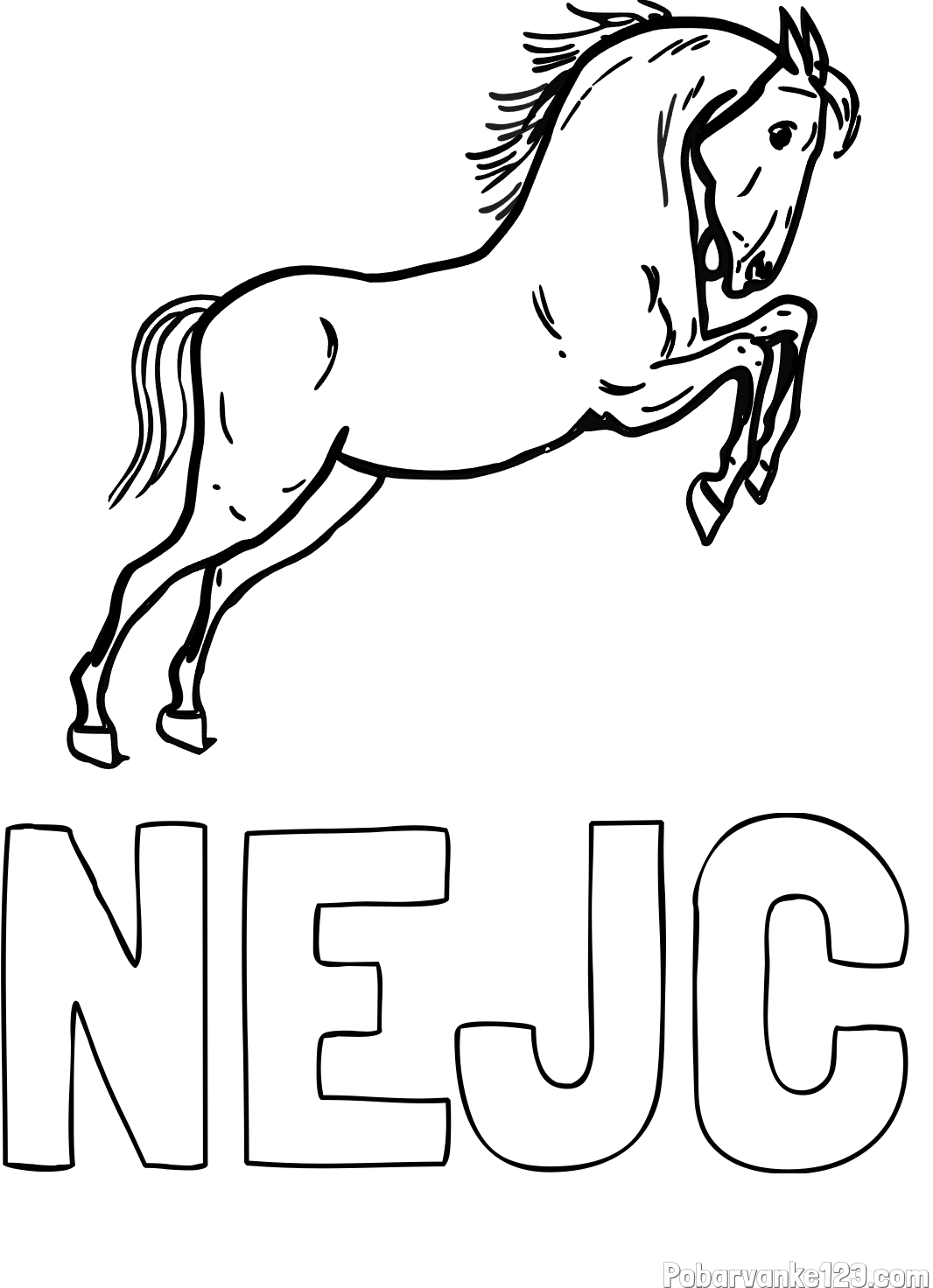 Pobarvanka imena NEJC in pobarvanka konja v skoku