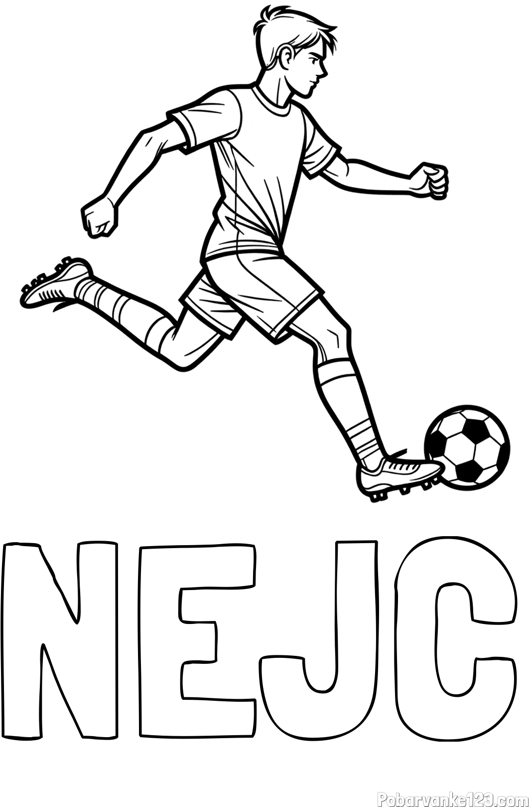 Pobarvanka imena NEJC in pobarvanka nogometaša v napadu