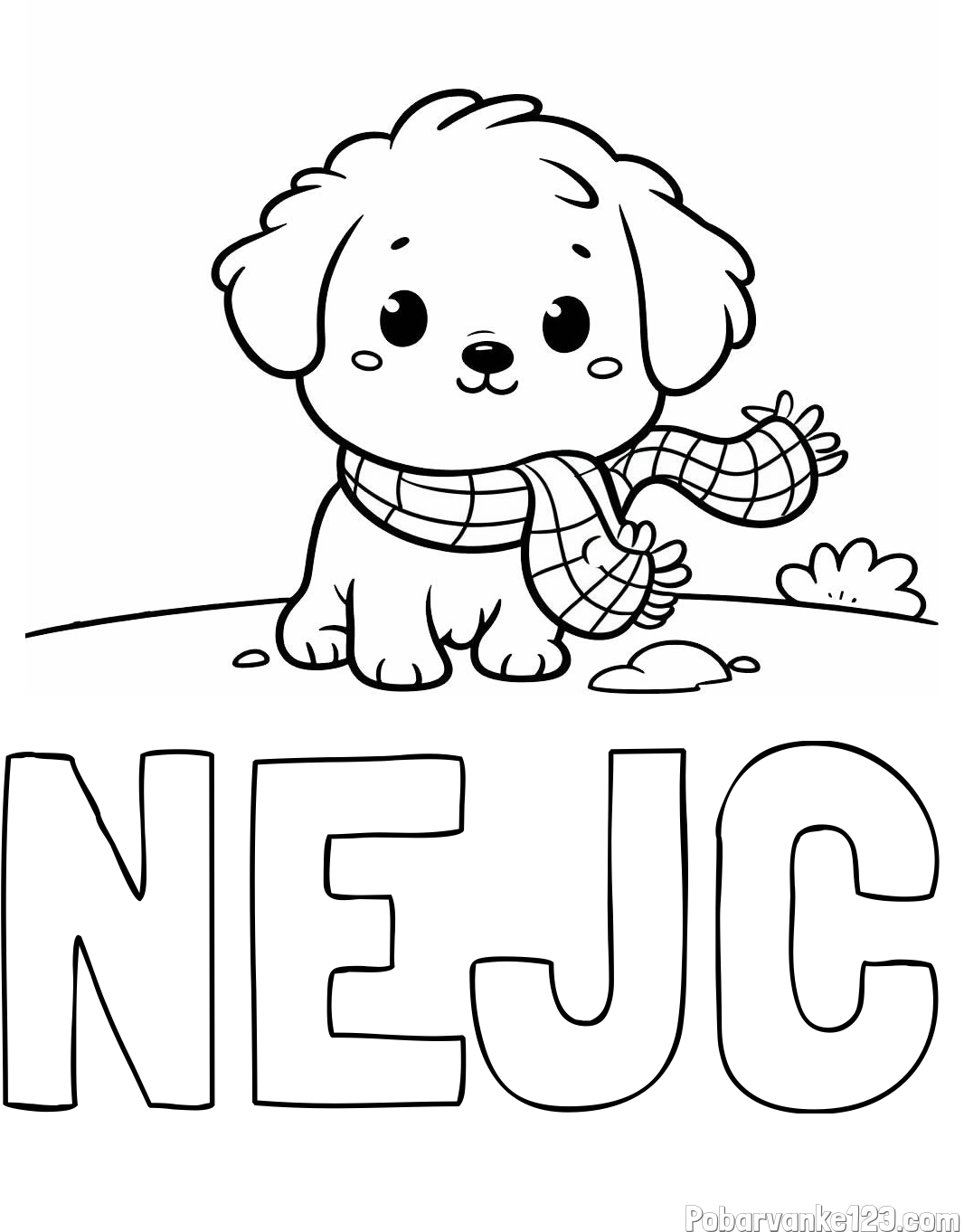 Pobarvanka imena NEJC in pobarvanka prikupnega psička