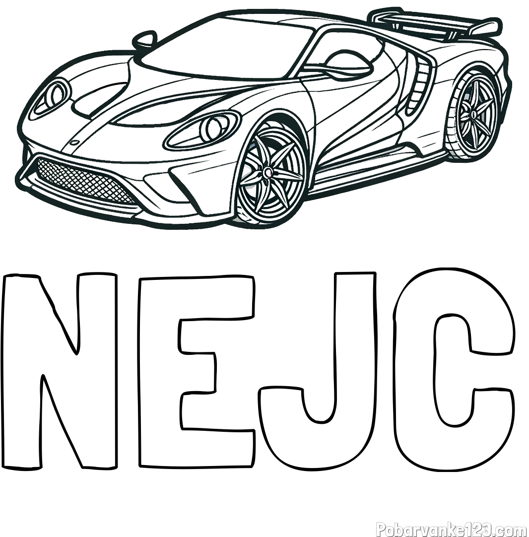 Pobarvanka imena NEJC in Športni avtomobil