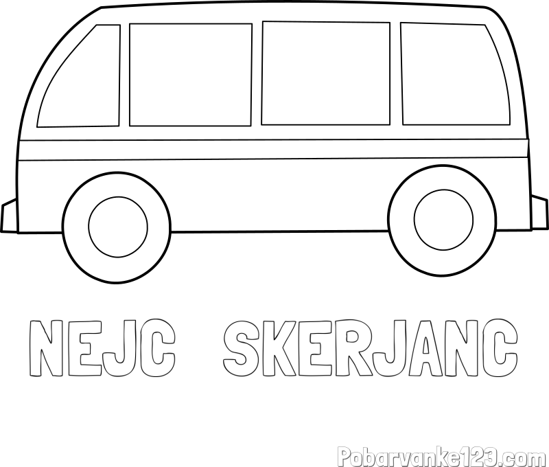 Pobarvanka imena NEJC   ŠKERJANC in avtobus