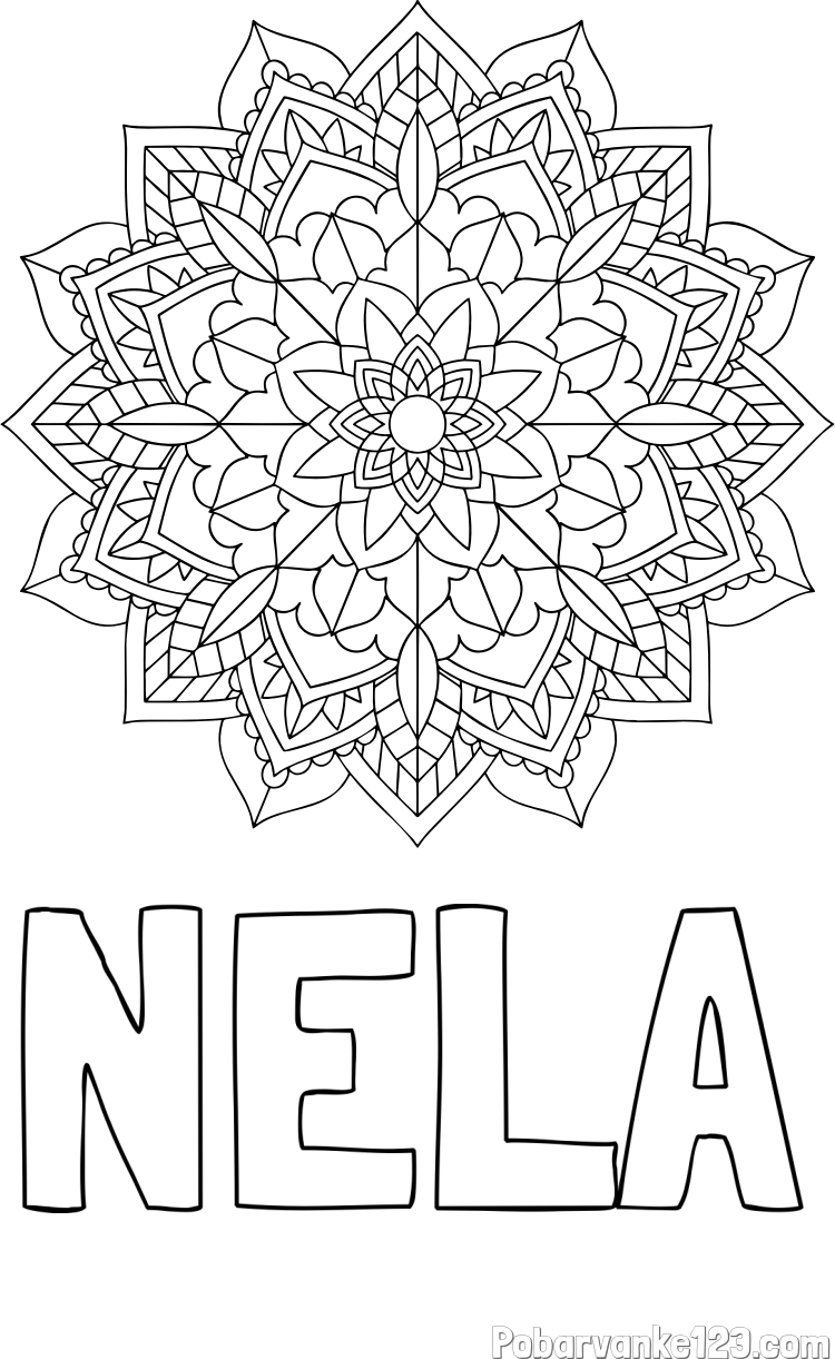 Pobarvanka imena NELA in Čudovita pobarvanka mendale