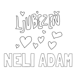 Online izdelana pobarvanka - Pobarvanka imena NELI ADAM in pobarvanka ljubezni ❤