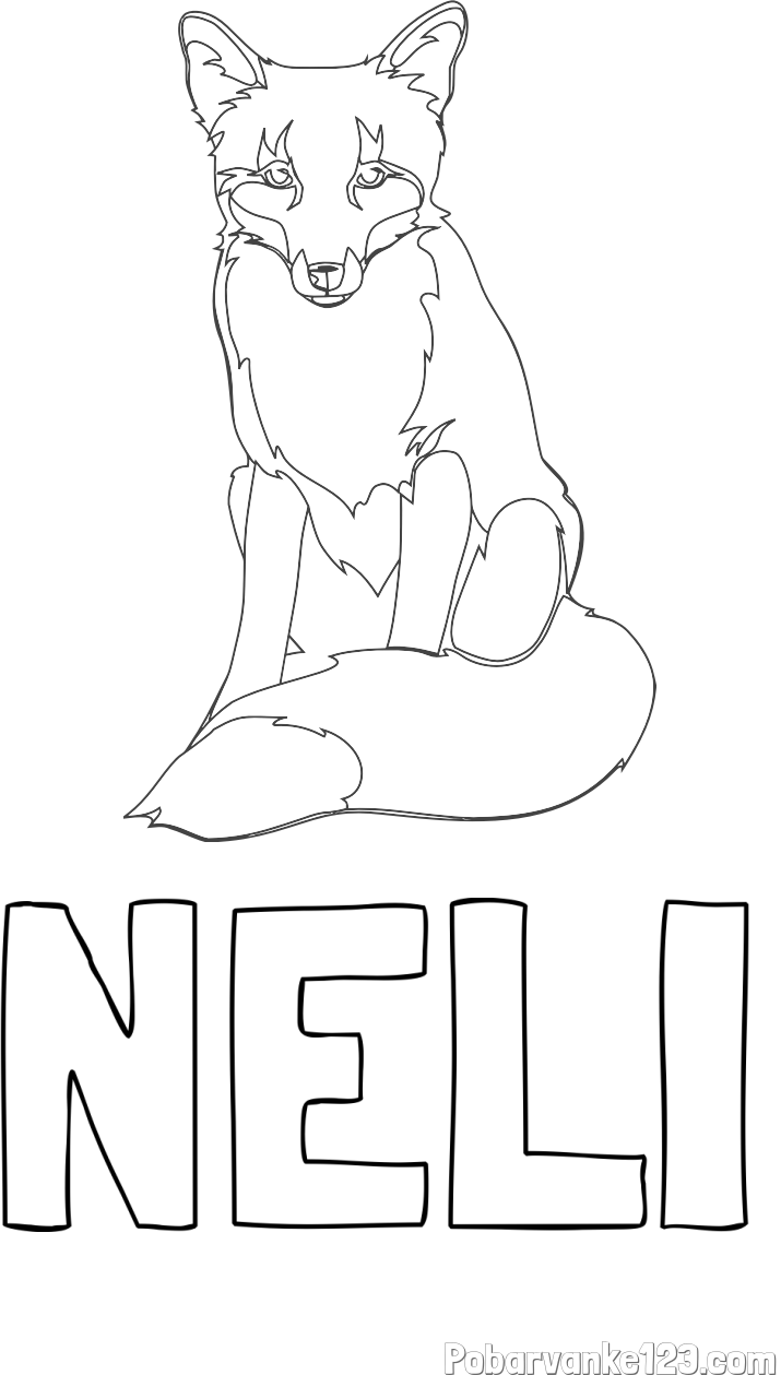 Pobarvanka imena NELI in pobarvanka lisice