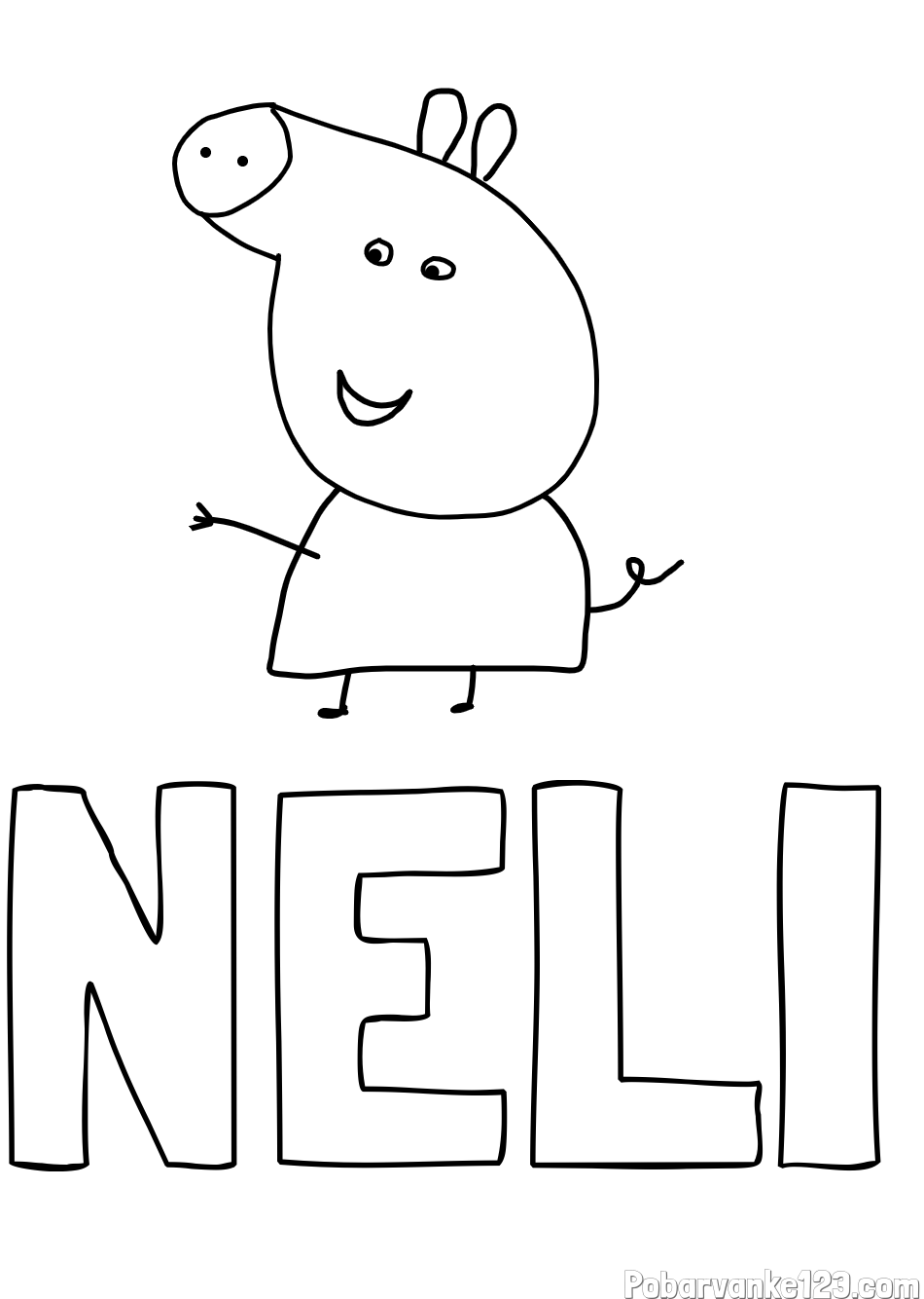 Pobarvanka imena NELI in pobarvanka pujse PEPE 🐽