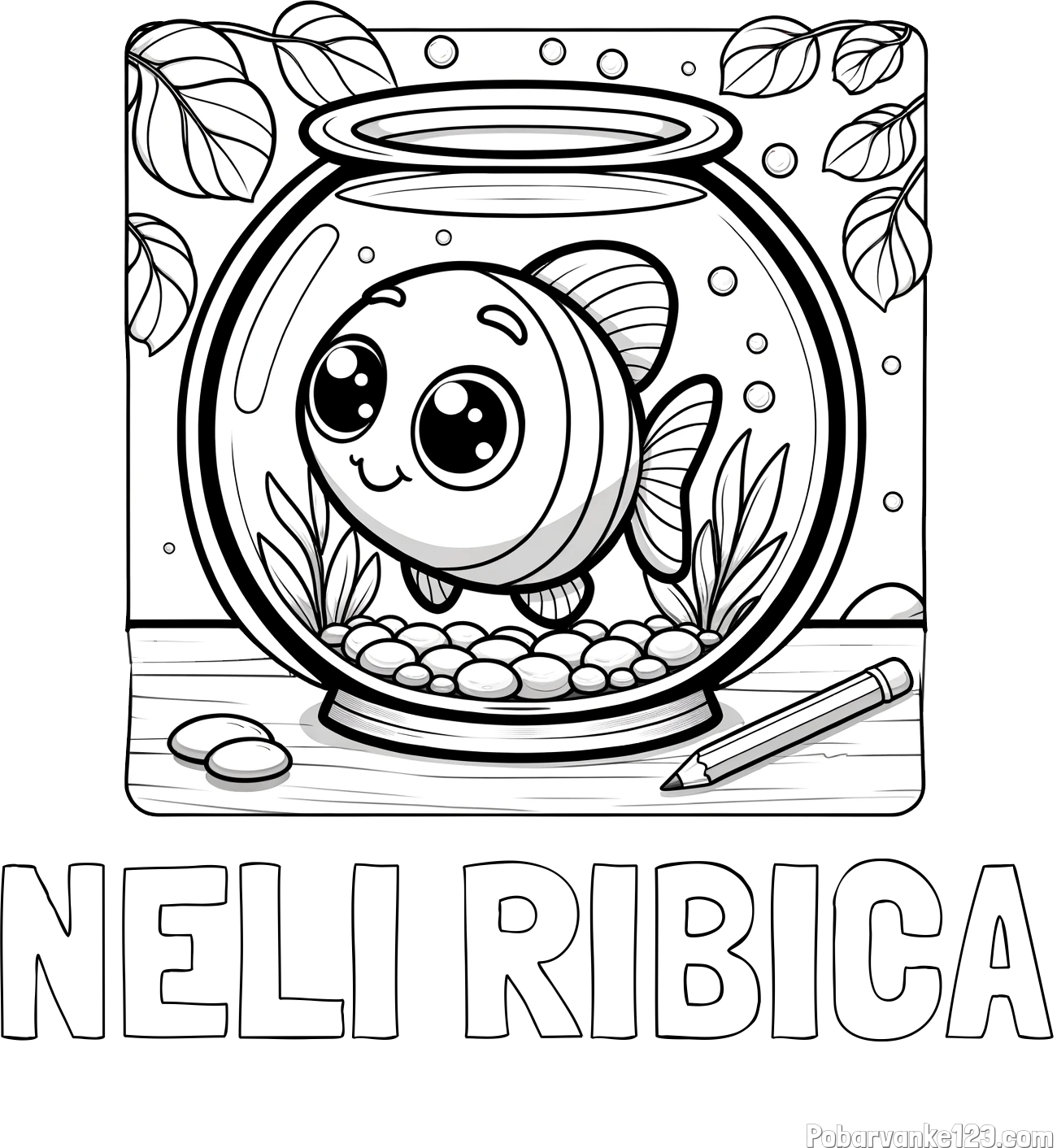 Pobarvanka imena NELI RIBICA in pobarvanka ljubke ribice