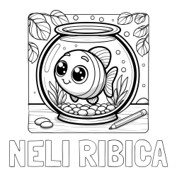 Online izdelana pobarvanka - Pobarvanka imena NELI RIBICA in pobarvanka ljubke ribice