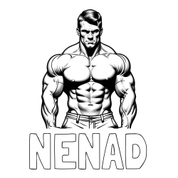 Online izdelana pobarvanka - Pobarvanka imena NENAD in pobarvanka bodybuilder-ja