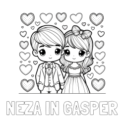Online izdelana pobarvanka - Pobarvanka imena NEŽA IN GAŠPER in pobarvanka dveh zaljubljencev s srčki
