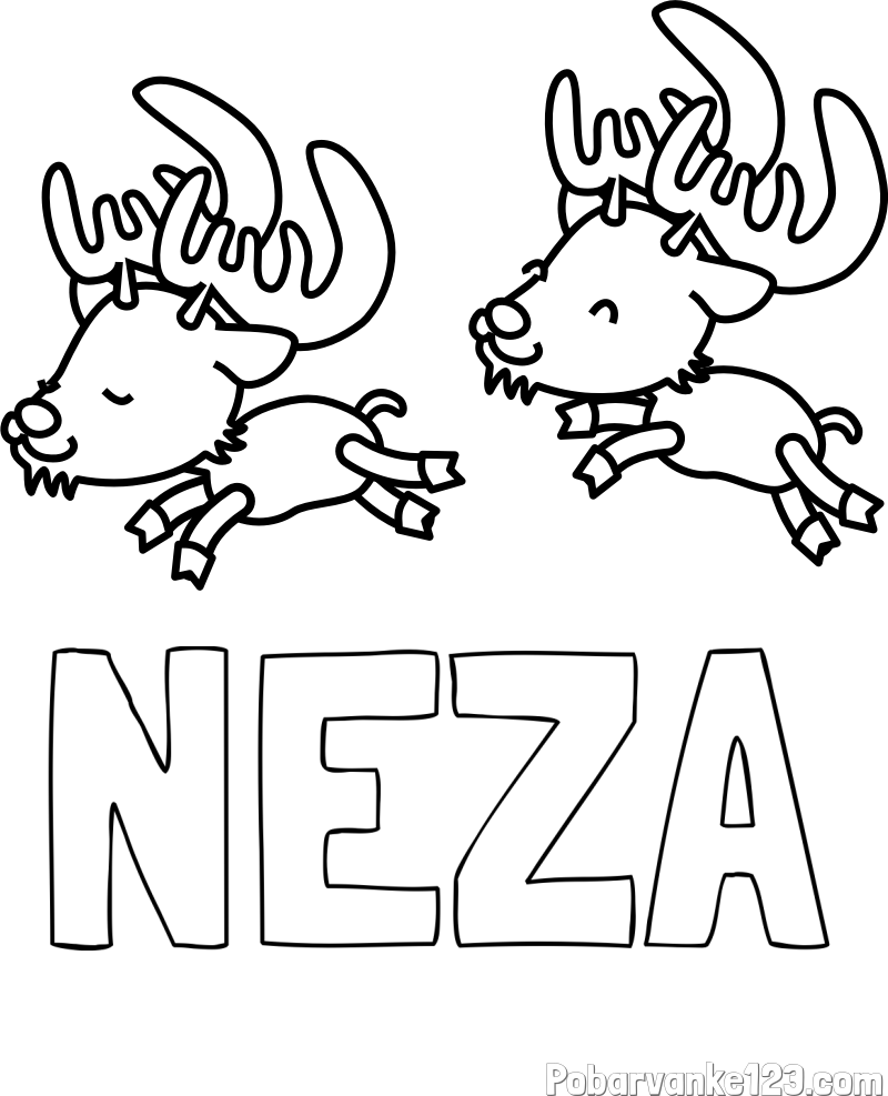 Pobarvanka imena NEŽA in jelenčka