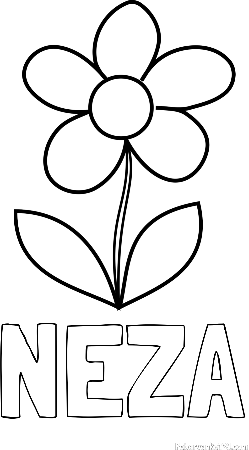 Pobarvanka imena NEŽA in otroška pobarvanka rože