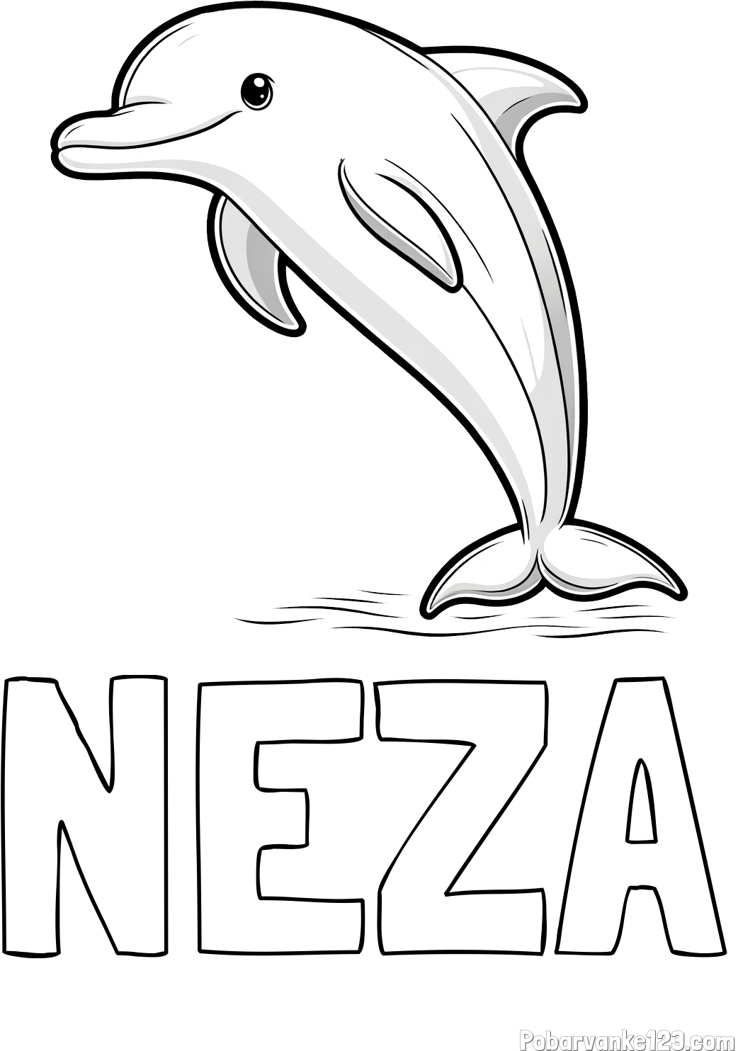 Pobarvanka imena NEŽA in pobarvanka delfina