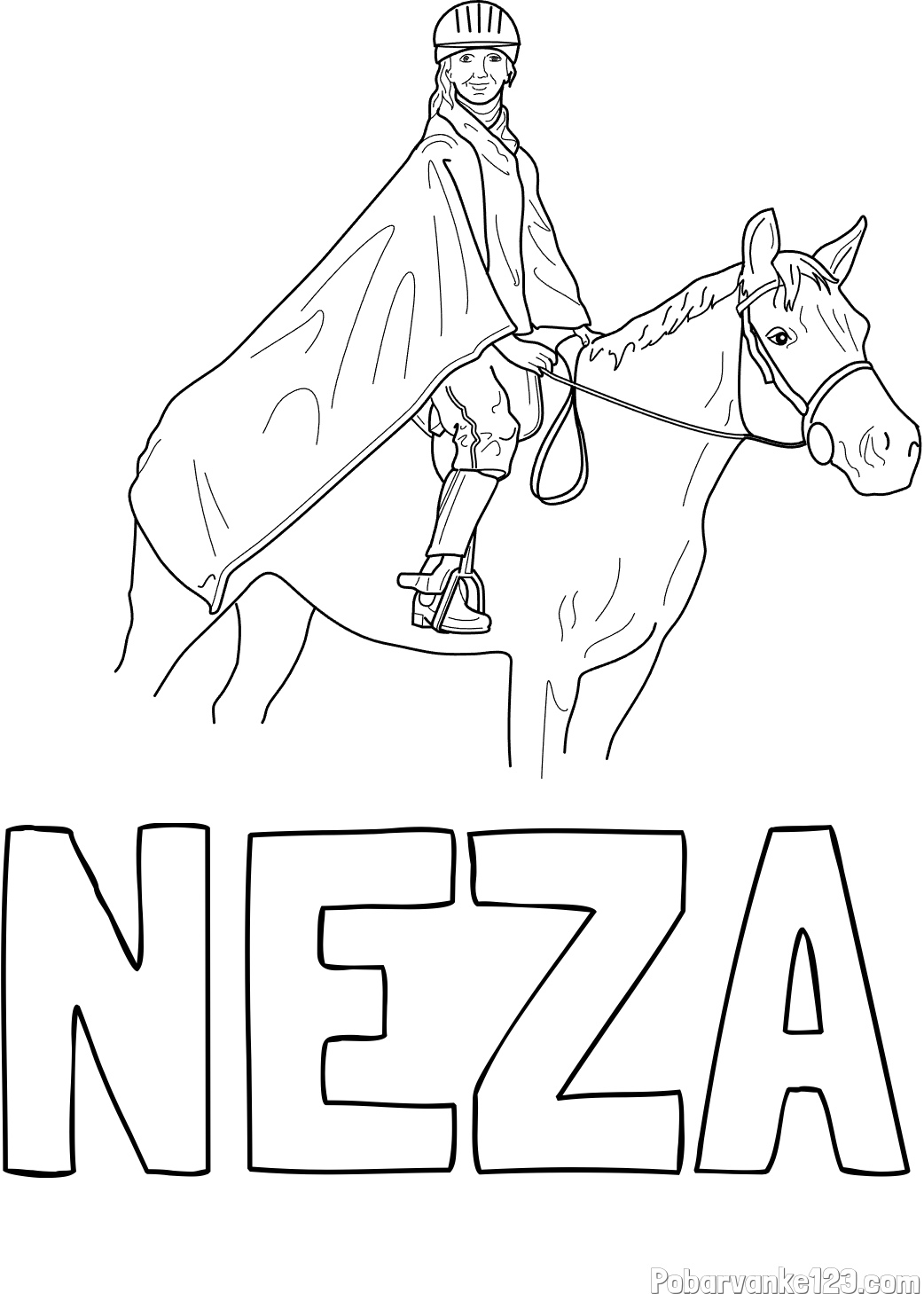 Pobarvanka imena NEŽA in pobarvanka jahalke in konja