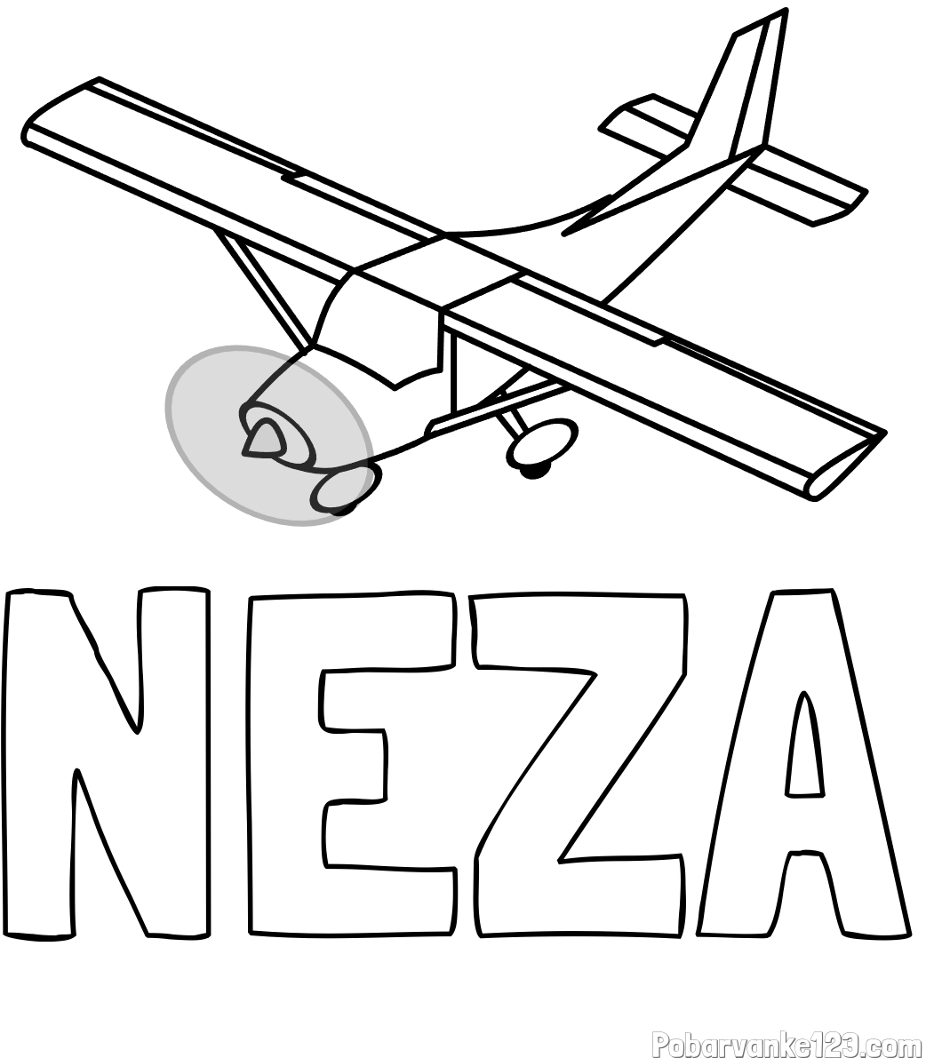 Pobarvanka imena NEŽA in pobarvanka letala med letom