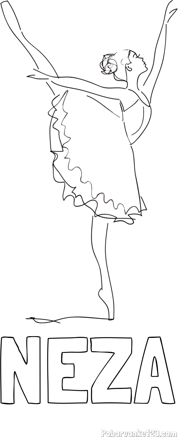 Pobarvanka imena NEŽA in pobarvanka ljubke baletke
