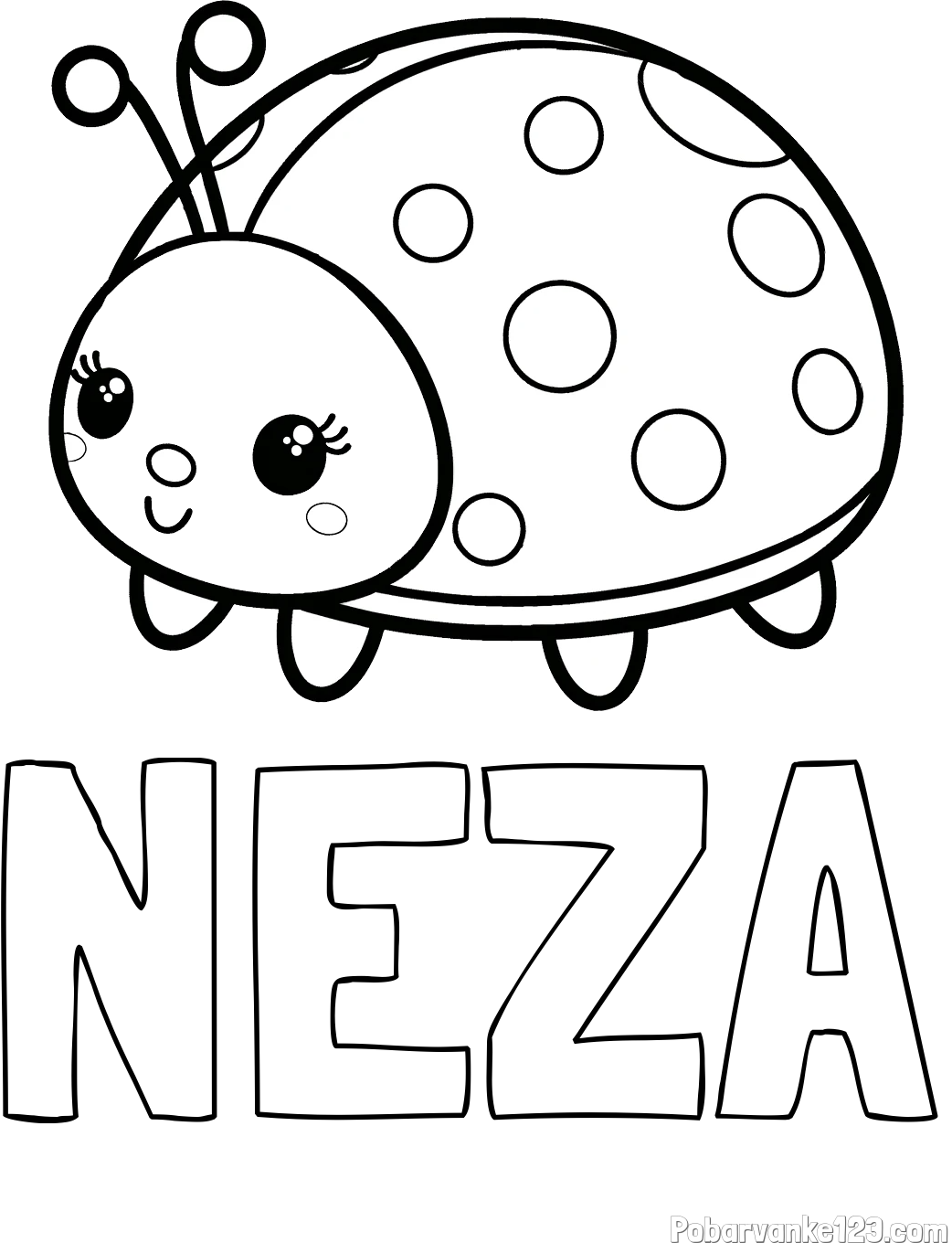 Pobarvanka imena NEŽA in pobarvanka ljubke pikapolonice