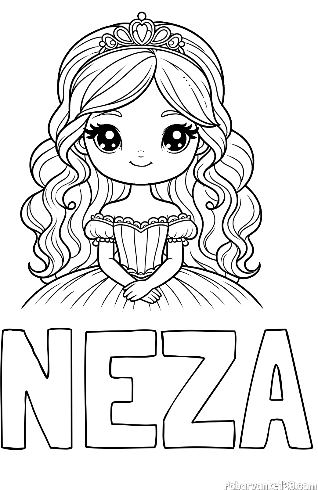 Pobarvanka imena NEŽA in pobarvanka ljubke princese