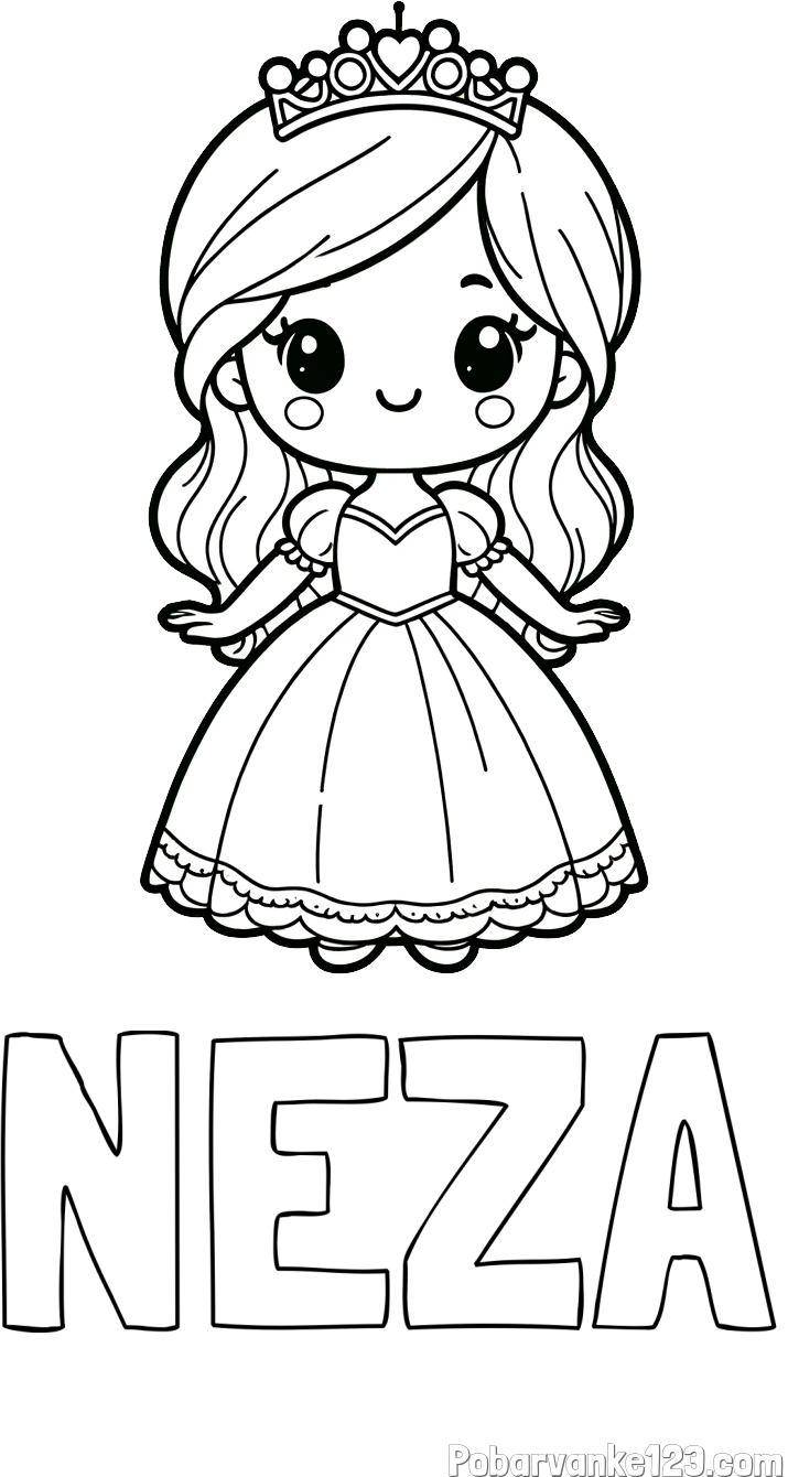 Pobarvanka imena NEŽA in pobarvanka ljubke princeske