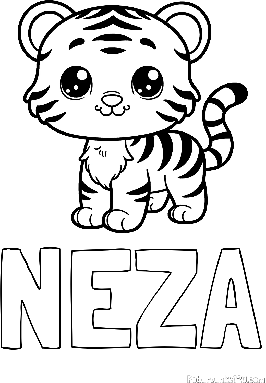 Pobarvanka imena NEŽA in pobarvanka ljubkega tigrčka