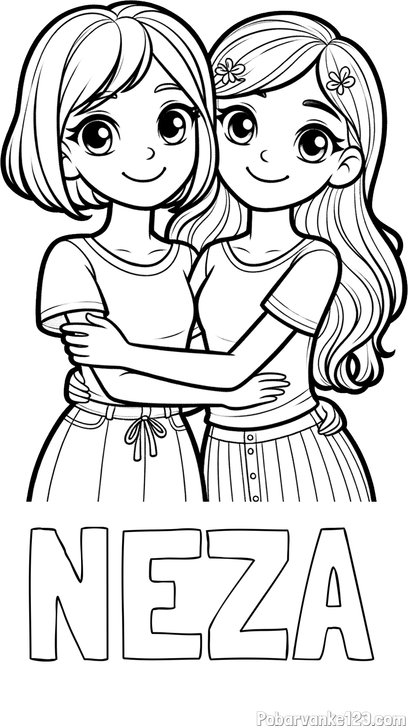 Pobarvanka imena NEŽA in pobarvanka ljubkih prijateljic
