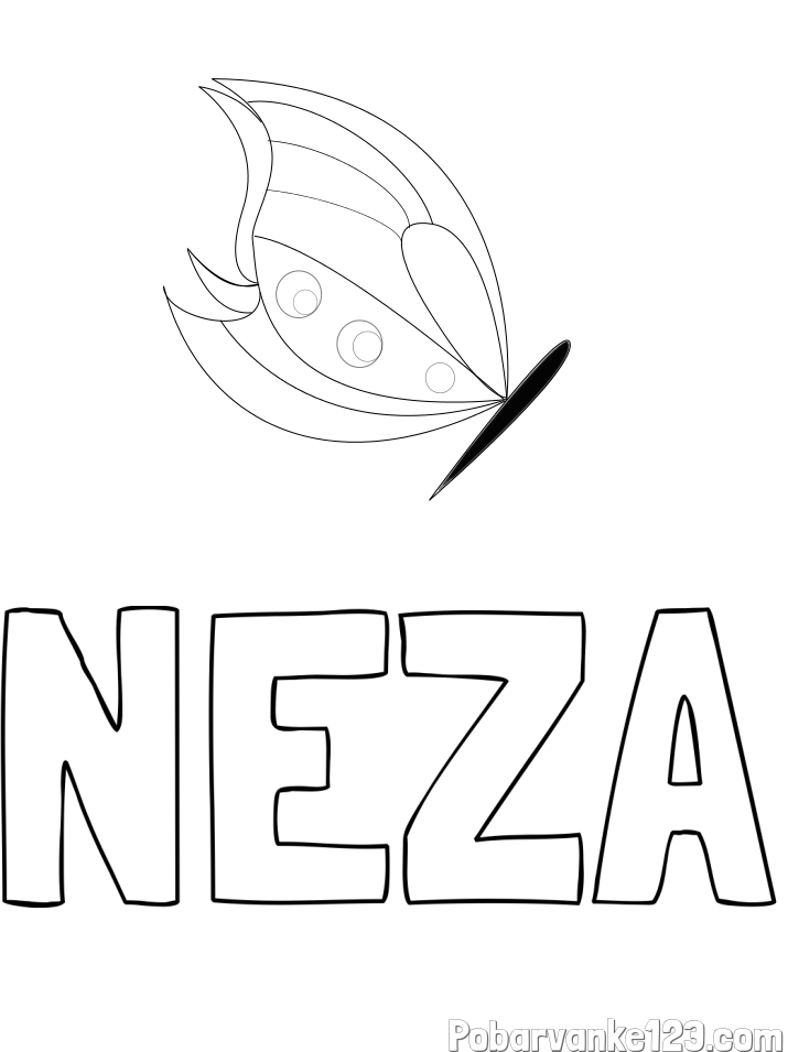 Pobarvanka imena NEŽA in pobarvanka metulj
