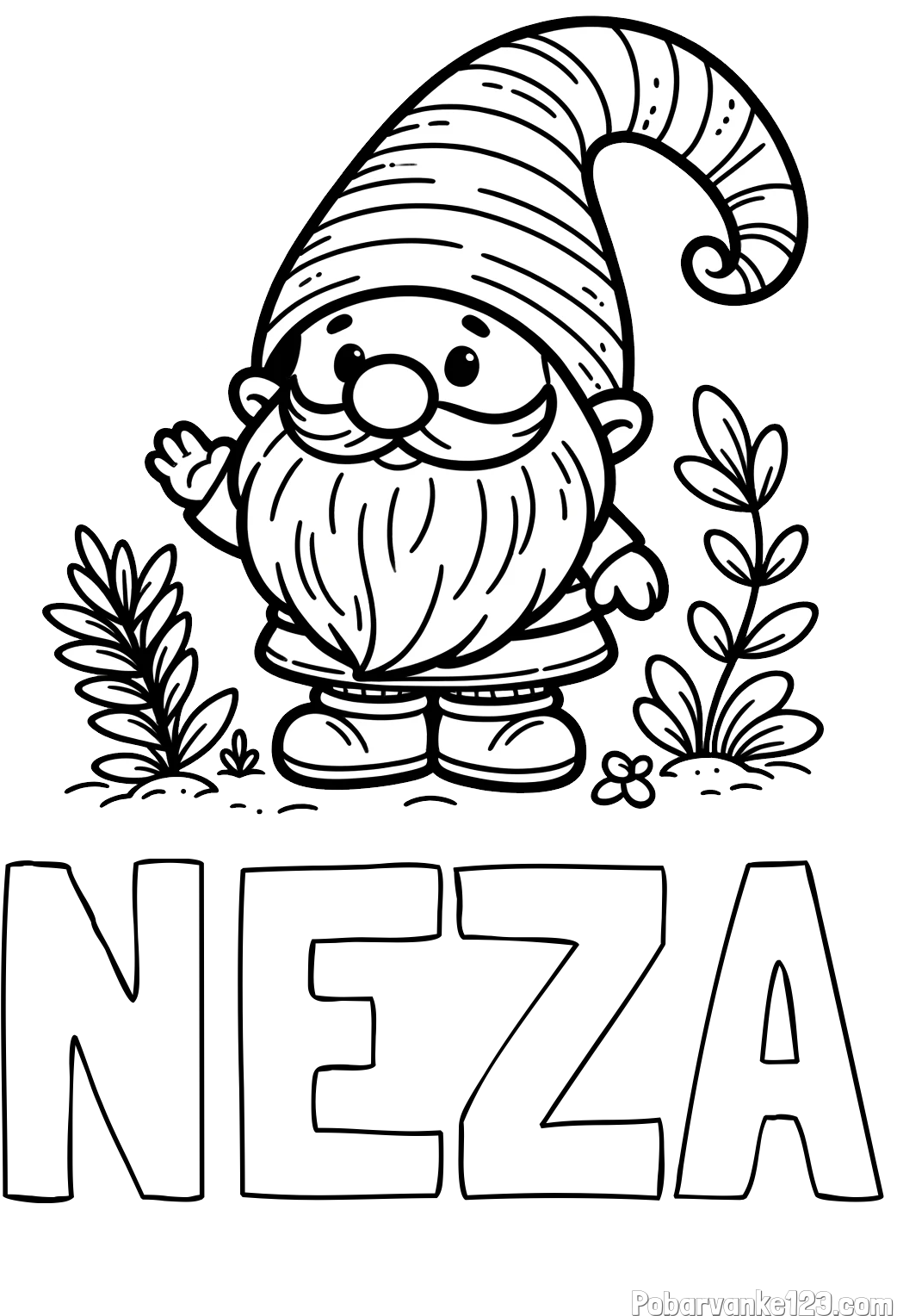 Pobarvanka imena NEŽA in pobarvanka prijaznega škrata oz. palčka