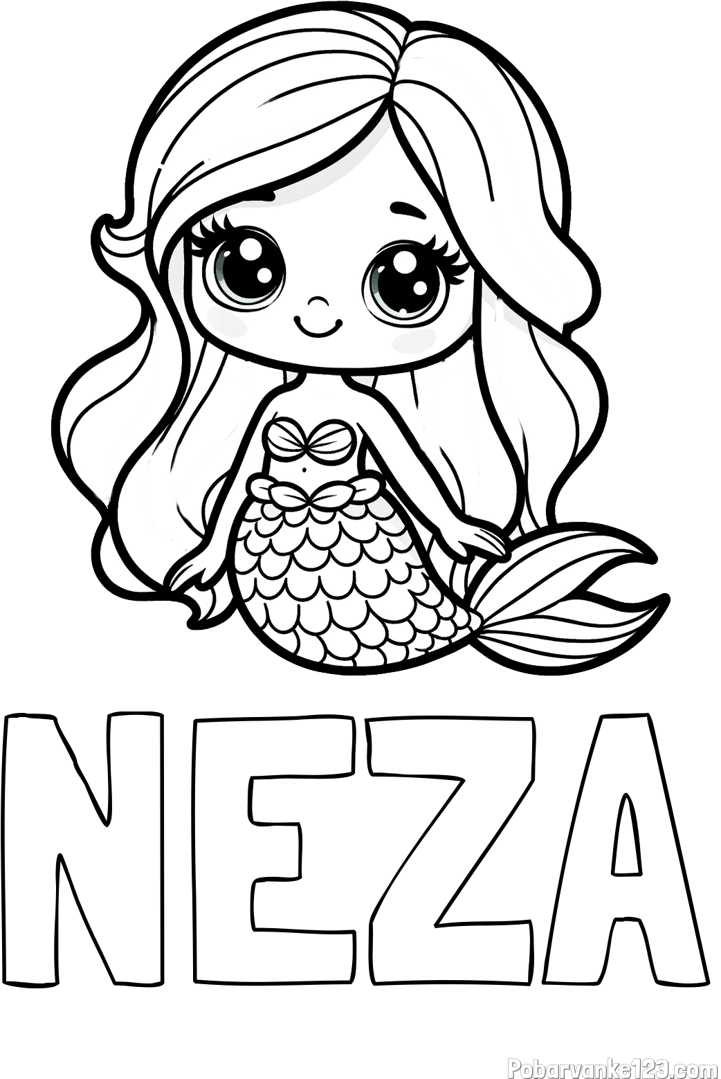 Pobarvanka imena NEŽA in pobarvanka prikupne morske deklice
